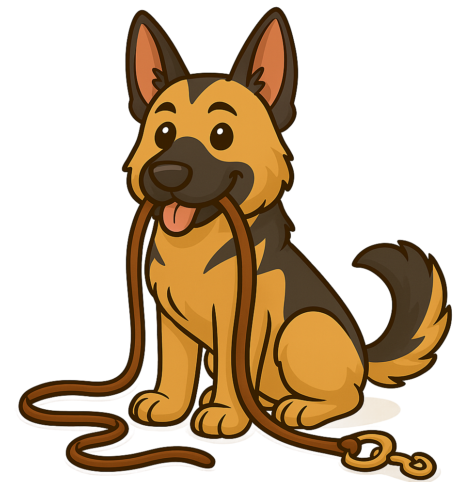 German Shepherd on leash enjoying a dog walking service in Williamstown NJ
